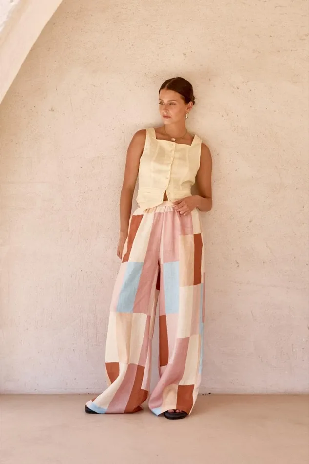 Women VRG GRL Pants Petra Linen Pants Patchwork Women VRG GRL Pants Petra Linen Pants Patchwork
