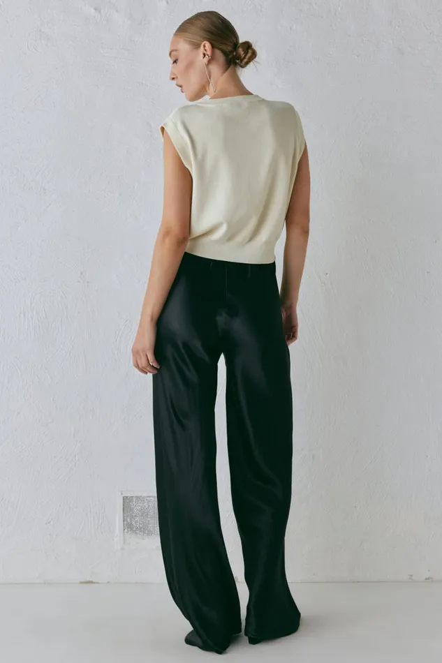 Women VRG GRL Pants Rae Satin Pants Black Women VRG GRL Pants Rae Satin Pants Black
