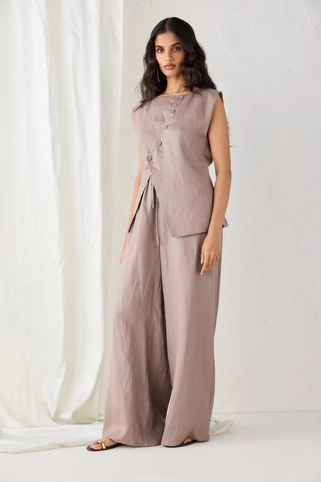 Women VRG GRL Pants Raya Linen Pants Mushroom Women VRG GRL Pants Raya Linen Pants Mushroom