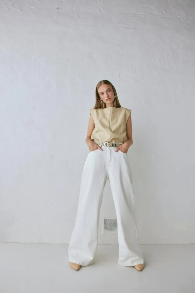 Women VRG GRL Pants Sutton Denim Jeans White Women VRG GRL Pants Sutton Denim Jeans White