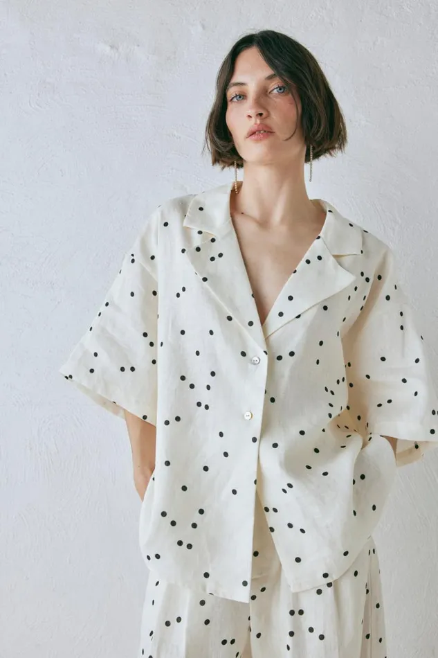 Women VRG GRL Sets Anke Linen Shirt Dot