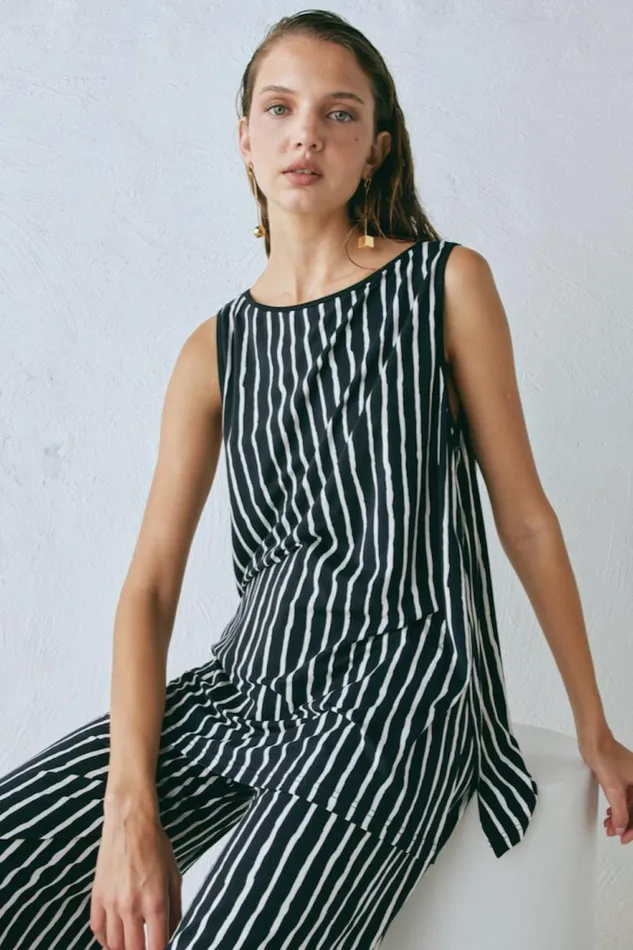 Women VRG GRL Sets Aster Top Black Stripe