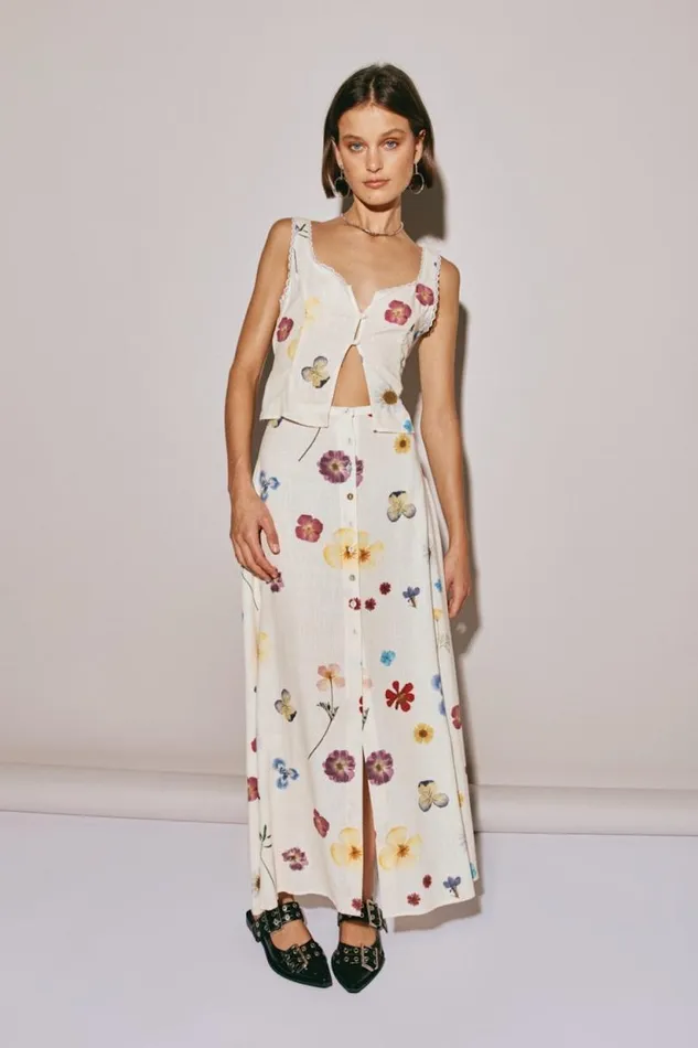 Women VRG GRL Sets Love Language Midi Skirt Floral