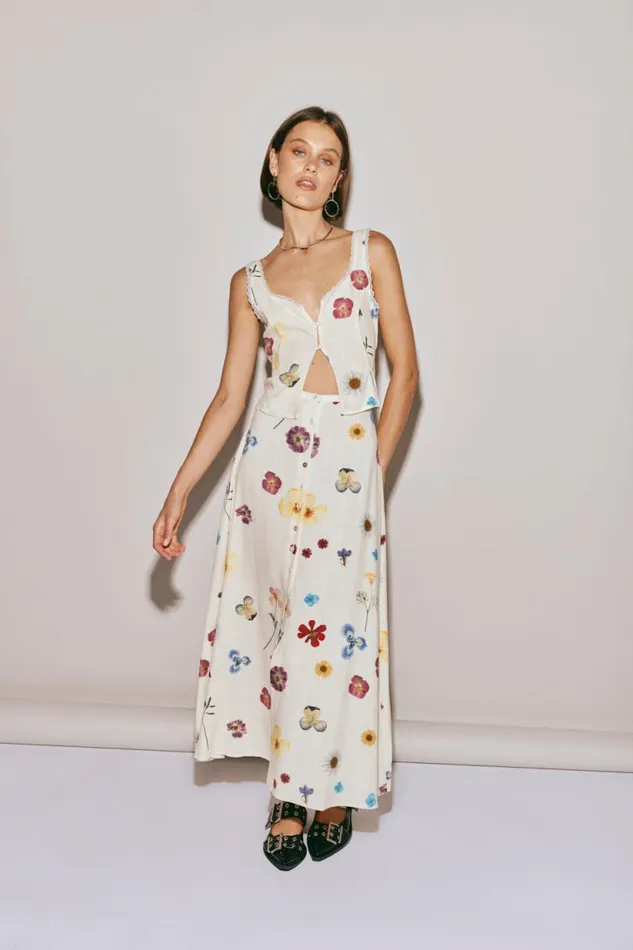 Women VRG GRL Sets Love Language Midi Skirt Floral Women VRG GRL Sets Love Language Midi Skirt Floral