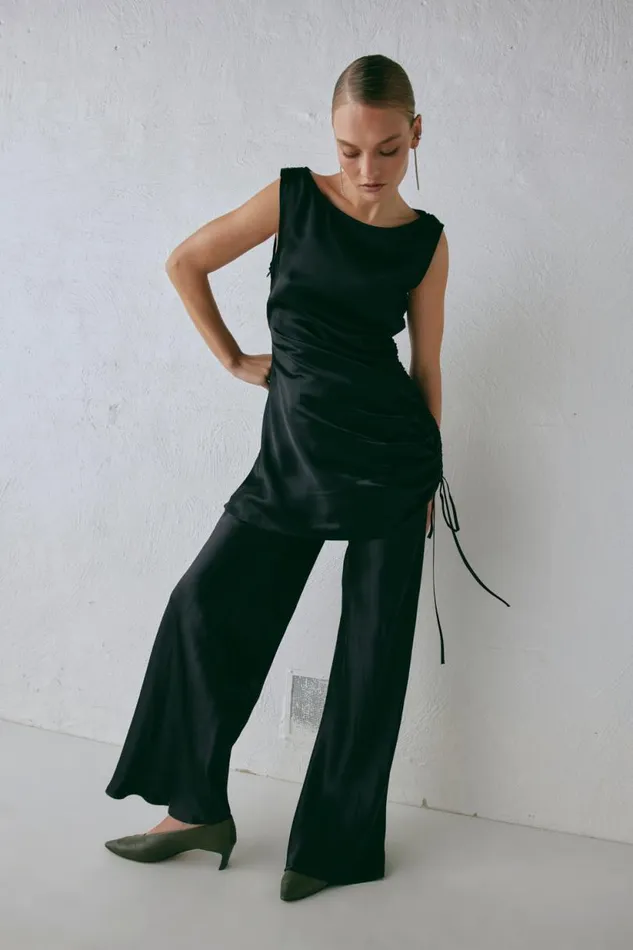 Women VRG GRL Sets Rae Satin Pants Black Women VRG GRL Sets Rae Satin Pants Black
