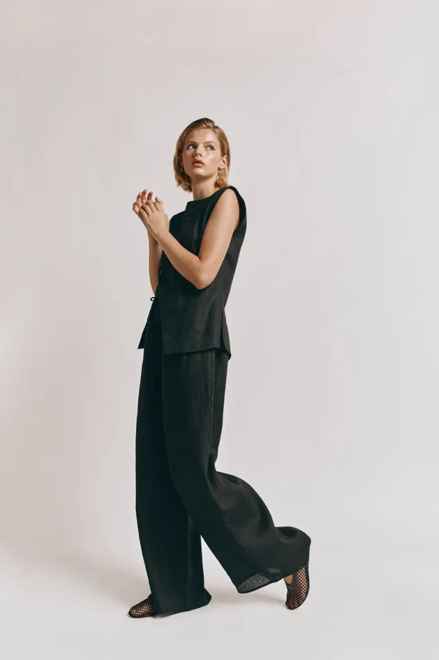 Women VRG GRL Sets Raya Linen Pants Black Women VRG GRL Sets Raya Linen Pants Black