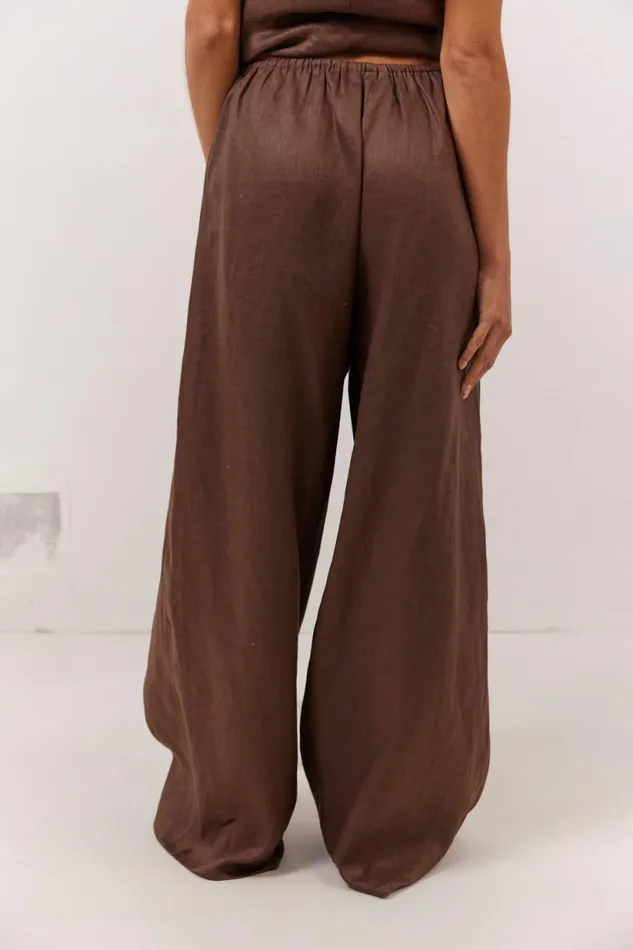 Women VRG GRL Sets Raya Linen Pants Chocolate Women VRG GRL Sets Raya Linen Pants Chocolate