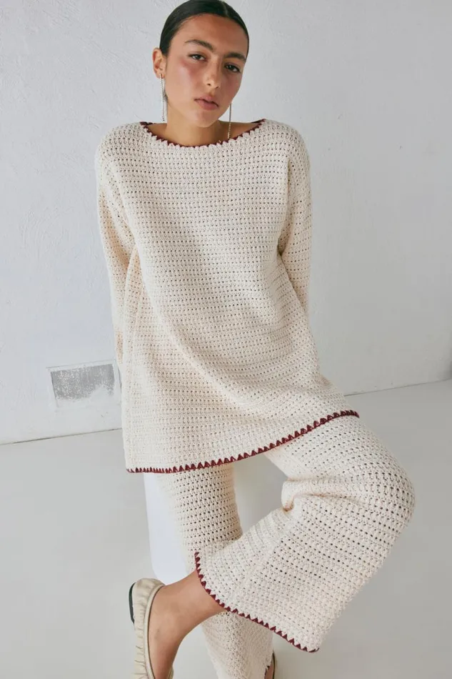 Women VRG GRL Sets Stella Knit Tunic Cream