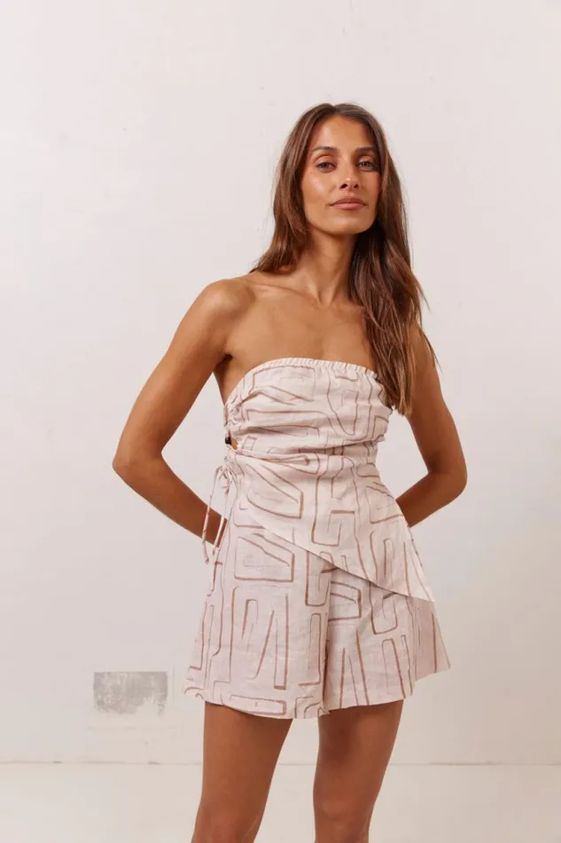 Women VRG GRL Sets Sunrays Linen Top Etch