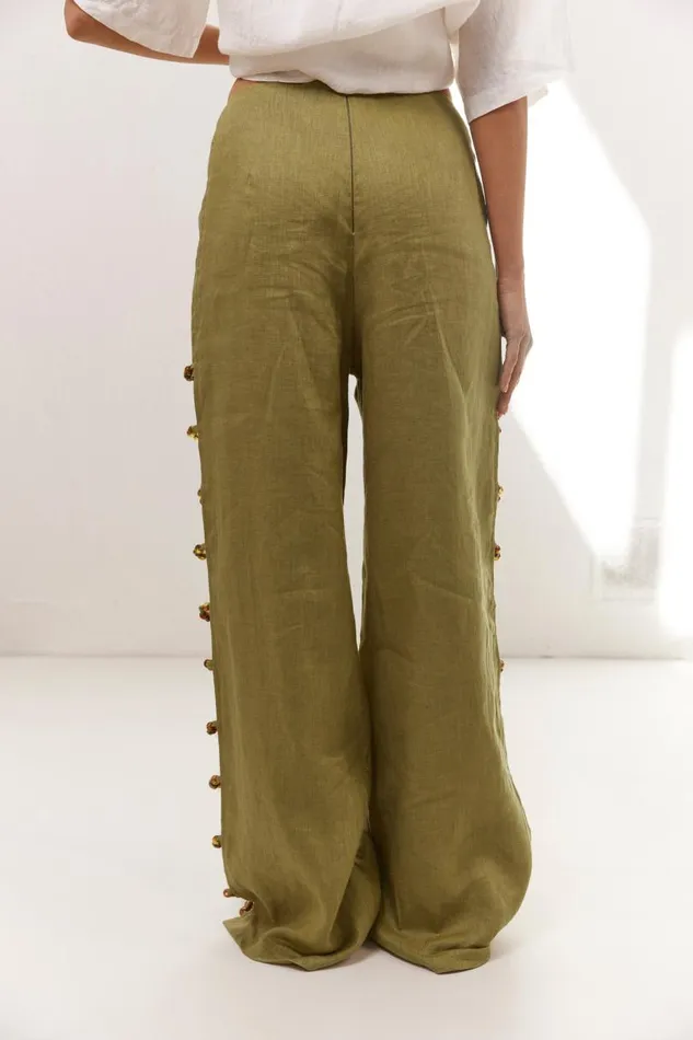 Women VRG GRL Sets Tia Linen Pants Olive Women VRG GRL Sets Tia Linen Pants Olive