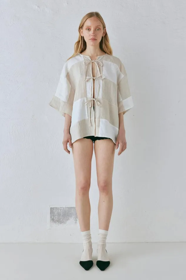 Women VRG GRL Shirts Naomi Linen Smock Top Natural Women VRG GRL Shirts Naomi Linen Smock Top Natural
