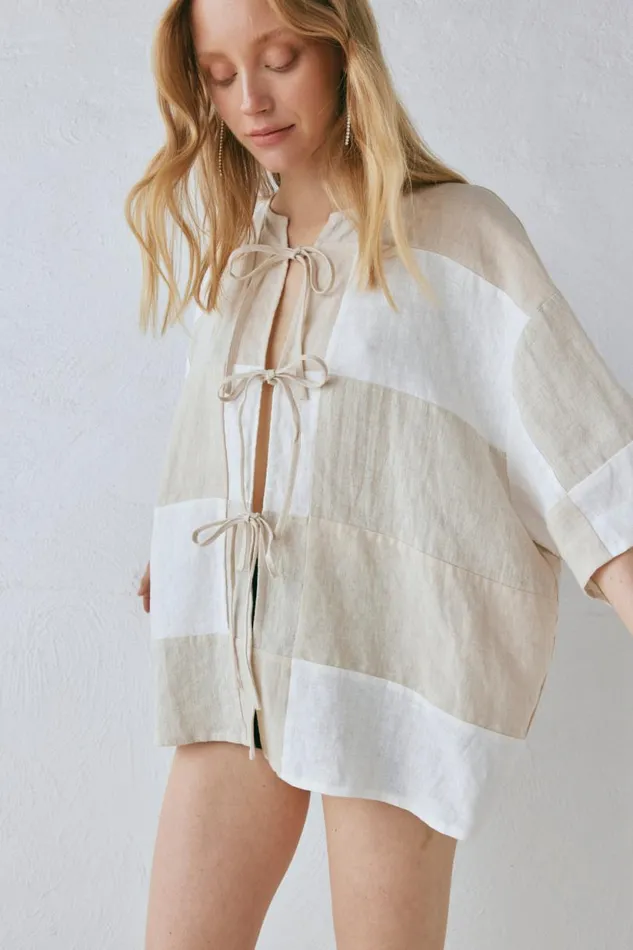 Women VRG GRL Shirts Naomi Linen Smock Top Natural Women VRG GRL Shirts Naomi Linen Smock Top Natural