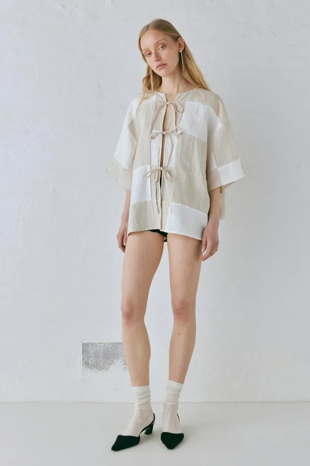 Women VRG GRL Shirts Naomi Linen Smock Top Natural Women VRG GRL Shirts Naomi Linen Smock Top Natural