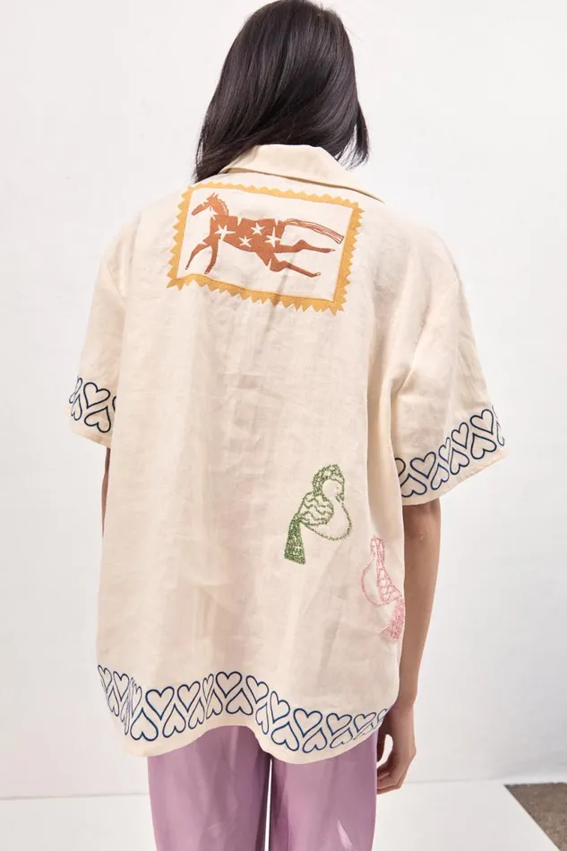 Women VRG GRL Shirts Natalia Linen Shirt Cream Women VRG GRL Shirts Natalia Linen Shirt Cream