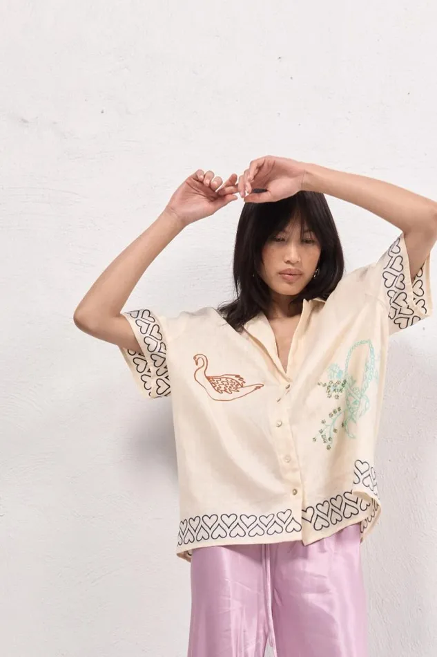 Women VRG GRL Shirts Natalia Linen Shirt Cream Women VRG GRL Shirts Natalia Linen Shirt Cream
