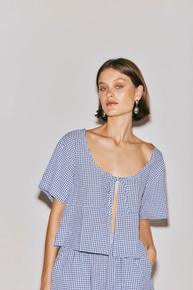 Women VRG GRL Short Sleeve The Sea and I Smock Top Navy
