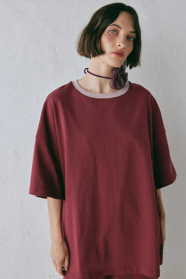 Women VRG GRL Short Sleeve Willow Tee Wine