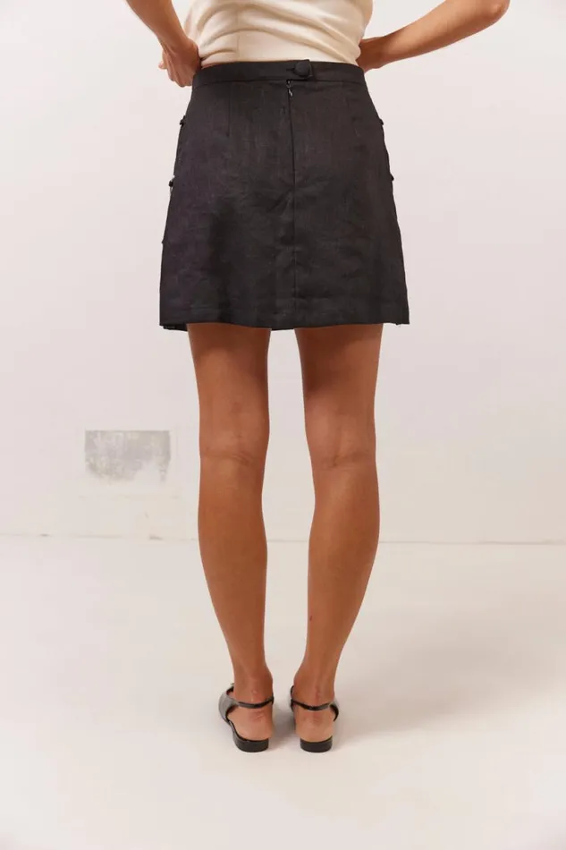 Women VRG GRL Skirts Discoteca Linen Mini Skirt Black Women VRG GRL Skirts Discoteca Linen Mini Skirt Black
