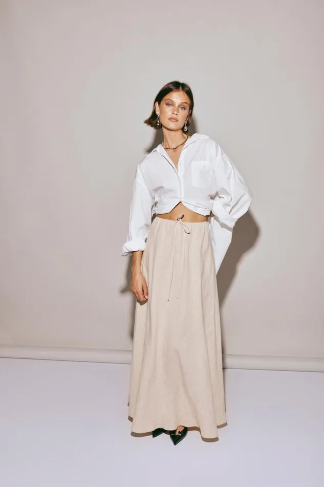 Women VRG GRL Skirts Elodie Linen Maxi Skirt Oatmeal