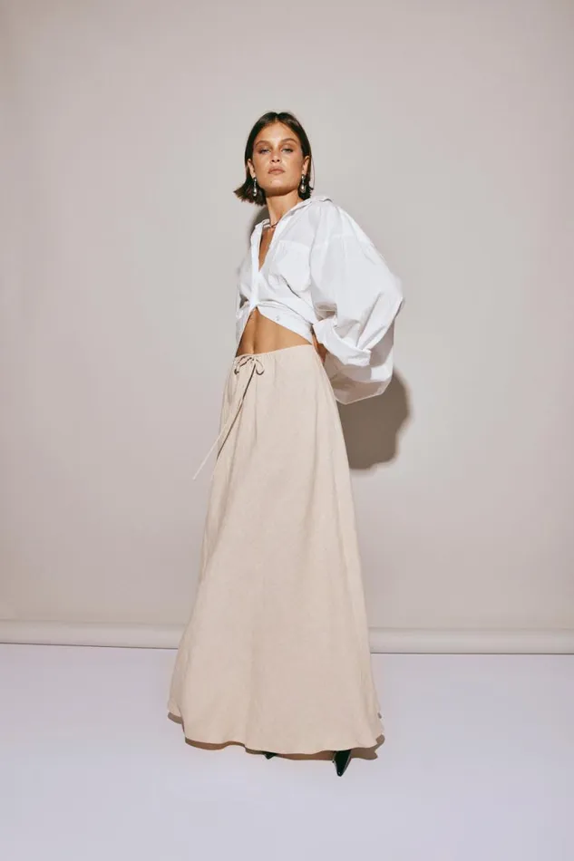 Women VRG GRL Skirts Elodie Linen Maxi Skirt Oatmeal Women VRG GRL Skirts Elodie Linen Maxi Skirt Oatmeal