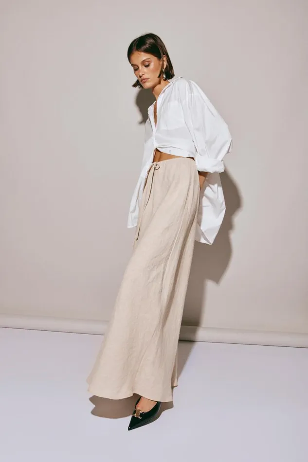 Women VRG GRL Skirts Elodie Linen Maxi Skirt Oatmeal Women VRG GRL Skirts Elodie Linen Maxi Skirt Oatmeal