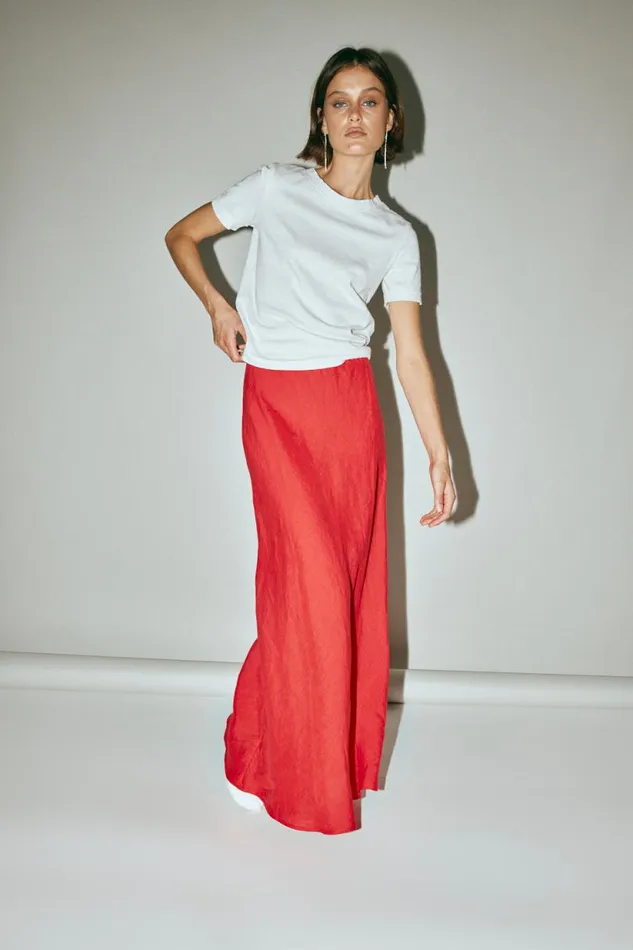 Women VRG GRL Skirts Ena Linen Bias Cut Maxi Skirt Chilli Women VRG GRL Skirts Ena Linen Bias Cut Maxi Skirt Chilli