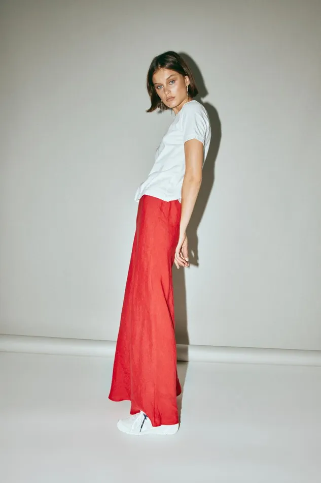 Women VRG GRL Skirts Ena Linen Bias Cut Maxi Skirt Chilli Women VRG GRL Skirts Ena Linen Bias Cut Maxi Skirt Chilli