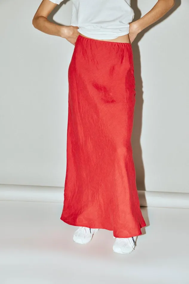 Women VRG GRL Skirts Ena Linen Bias Cut Maxi Skirt Chilli Women VRG GRL Skirts Ena Linen Bias Cut Maxi Skirt Chilli