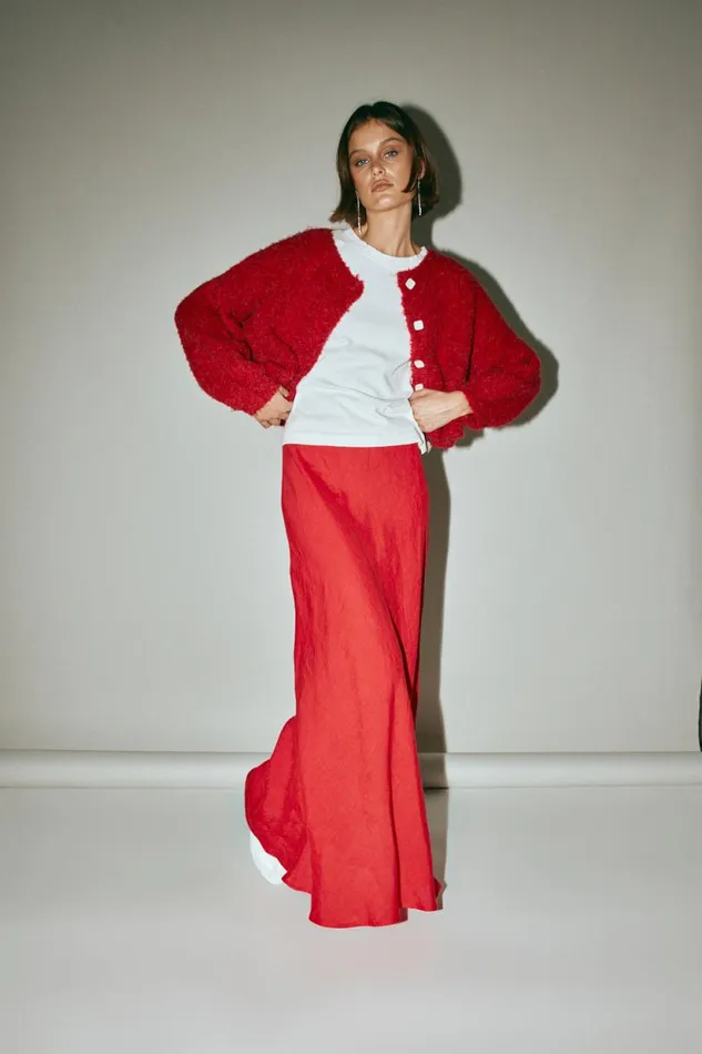 Women VRG GRL Skirts Ena Linen Bias Cut Maxi Skirt Chilli Women VRG GRL Skirts Ena Linen Bias Cut Maxi Skirt Chilli