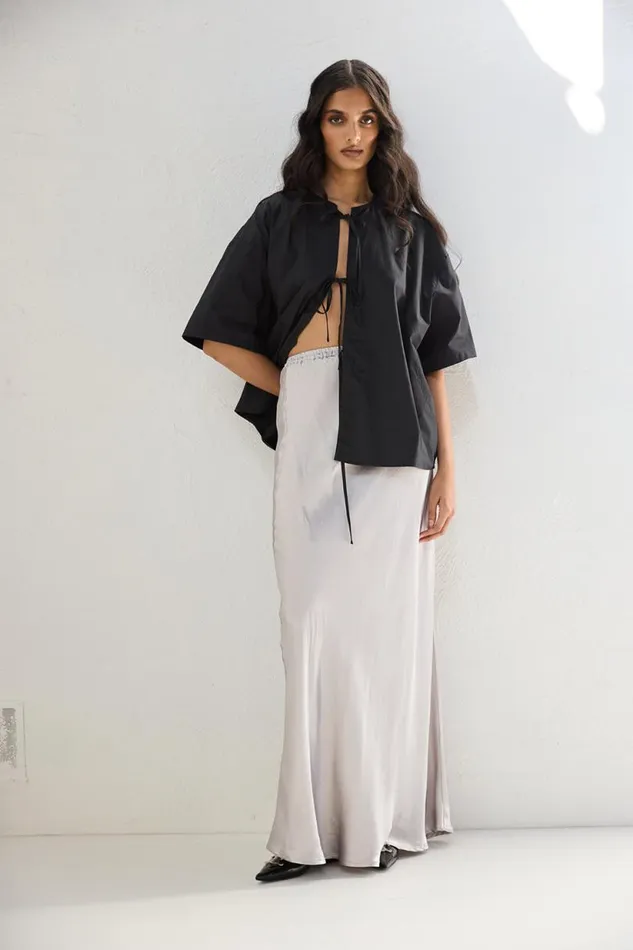Women VRG GRL Skirts Florence Bias Cut Maxi Skirt Silver