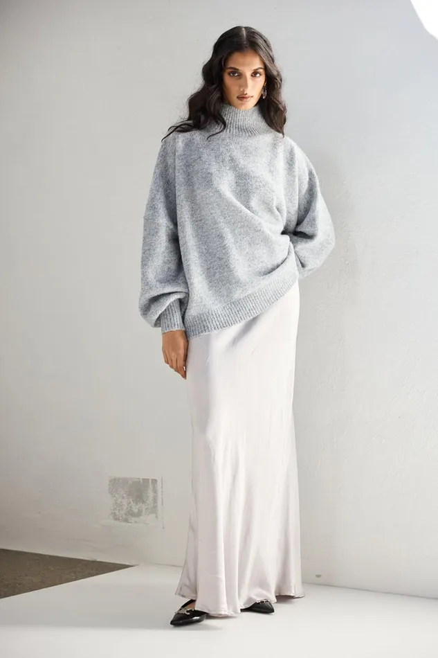 Women VRG GRL Skirts Florence Bias Cut Maxi Skirt Silver Women VRG GRL Skirts Florence Bias Cut Maxi Skirt Silver