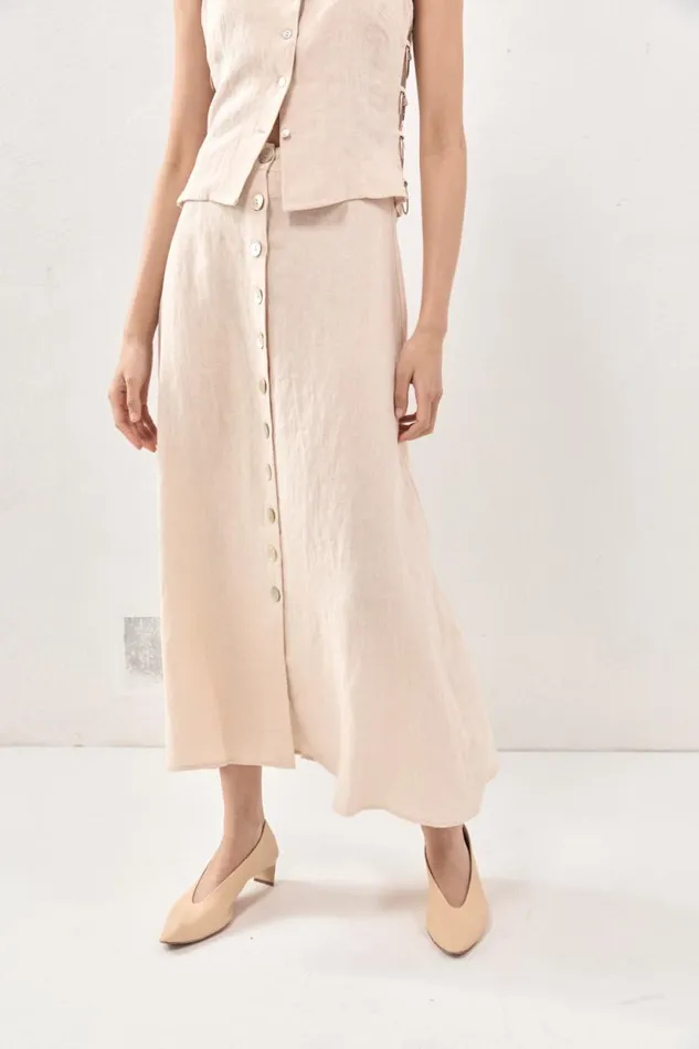 Women VRG GRL Skirts Thames Linen Midi Skirt Natural Women VRG GRL Skirts Thames Linen Midi Skirt Natural