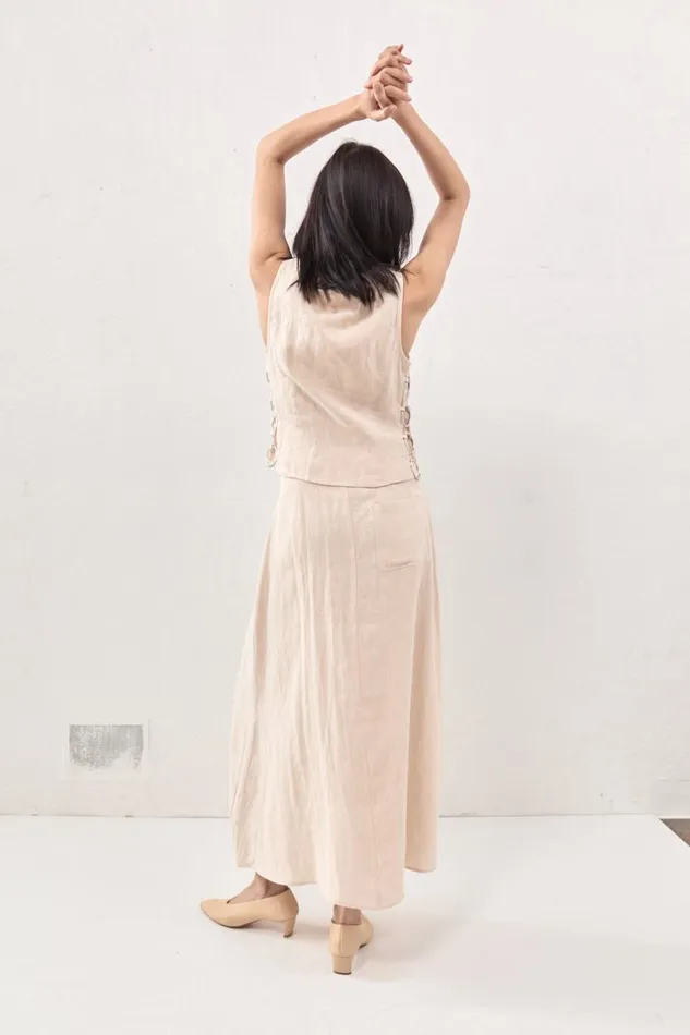 Women VRG GRL Skirts Thames Linen Midi Skirt Natural Women VRG GRL Skirts Thames Linen Midi Skirt Natural