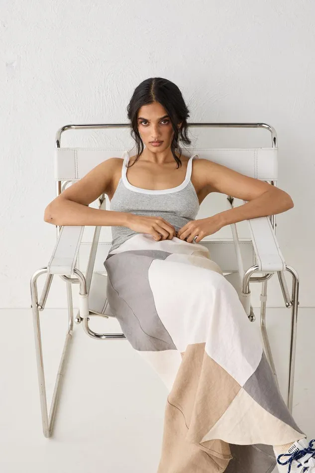 Women VRG GRL Skirts Valencia Bias Cut Linen Maxi Skirt Charcoal Women VRG GRL Skirts Valencia Bias Cut Linen Maxi Skirt Charcoal