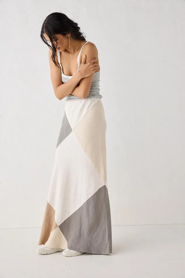 Women VRG GRL Skirts Valencia Bias Cut Linen Maxi Skirt Charcoal Women VRG GRL Skirts Valencia Bias Cut Linen Maxi Skirt Charcoal