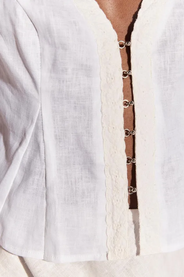 Women VRG GRL Sleeveless Allegra Linen Top White Women VRG GRL Sleeveless Allegra Linen Top White
