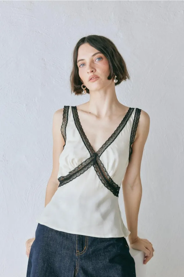 Women VRG GRL Sleeveless Andi Top Cream Women VRG GRL Sleeveless Andi Top Cream