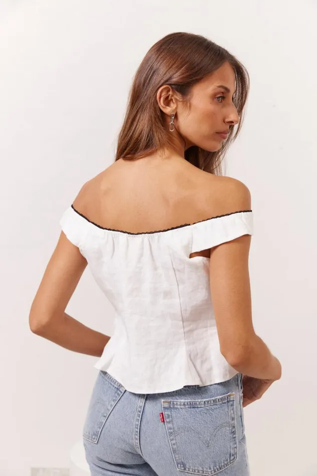 Women VRG GRL Sleeveless Fia Linen Top White Women VRG GRL Sleeveless Fia Linen Top White