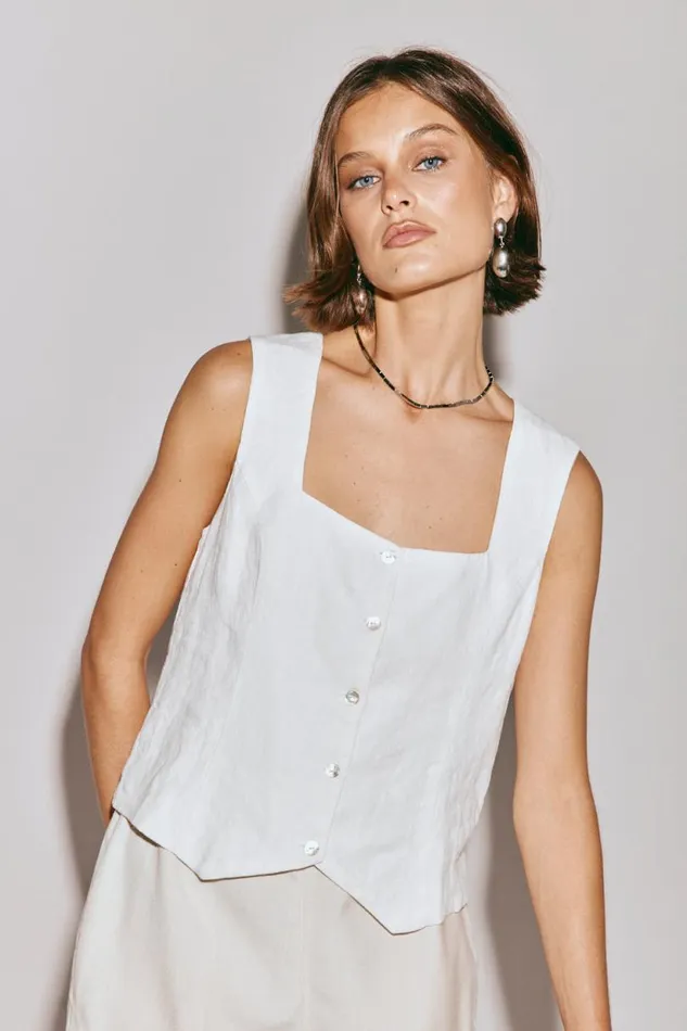 Women VRG GRL Sleeveless Mimi Top White Women VRG GRL Sleeveless Mimi Top White