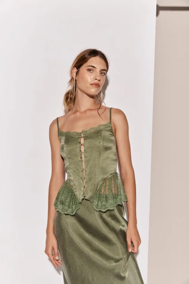Women VRG GRL Sleeveless Rhapsody Top Forest