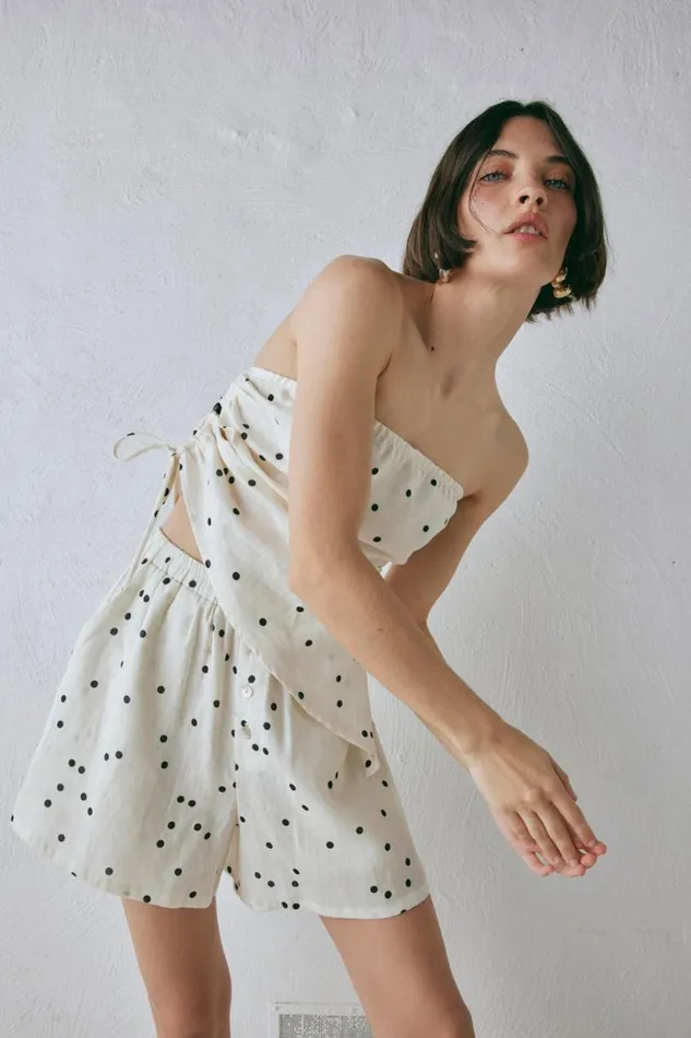 Women VRG GRL Sleeveless Sunrays Linen Top Dot Women VRG GRL Sleeveless Sunrays Linen Top Dot