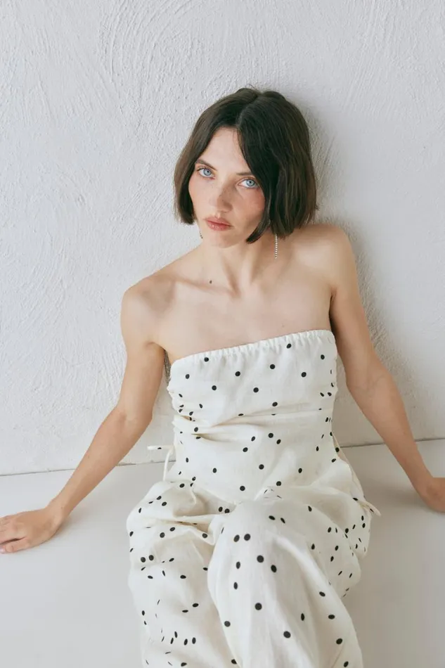 Women VRG GRL Sleeveless Sunrays Linen Top Dot Women VRG GRL Sleeveless Sunrays Linen Top Dot