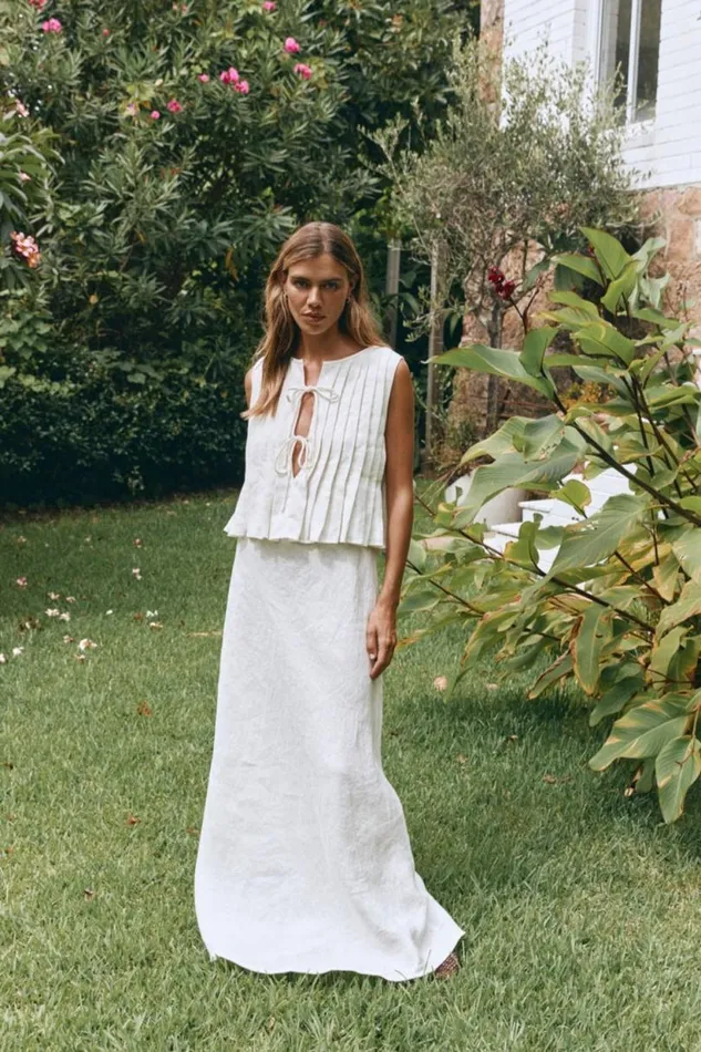 Women VRG GRL Sleeveless Valeria Linen Top White Women VRG GRL Sleeveless Valeria Linen Top White