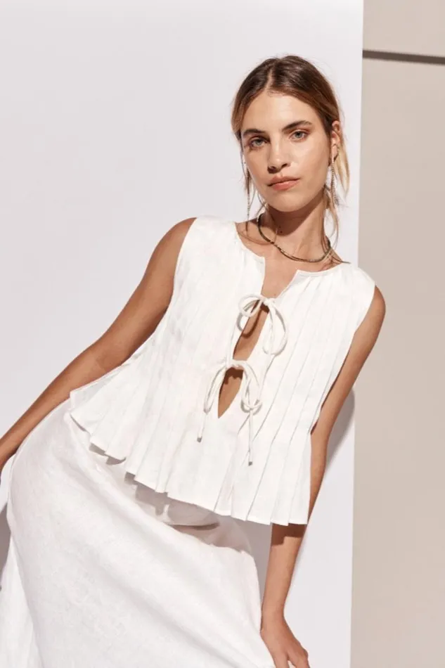 Women VRG GRL Sleeveless Valeria Linen Top White Women VRG GRL Sleeveless Valeria Linen Top White