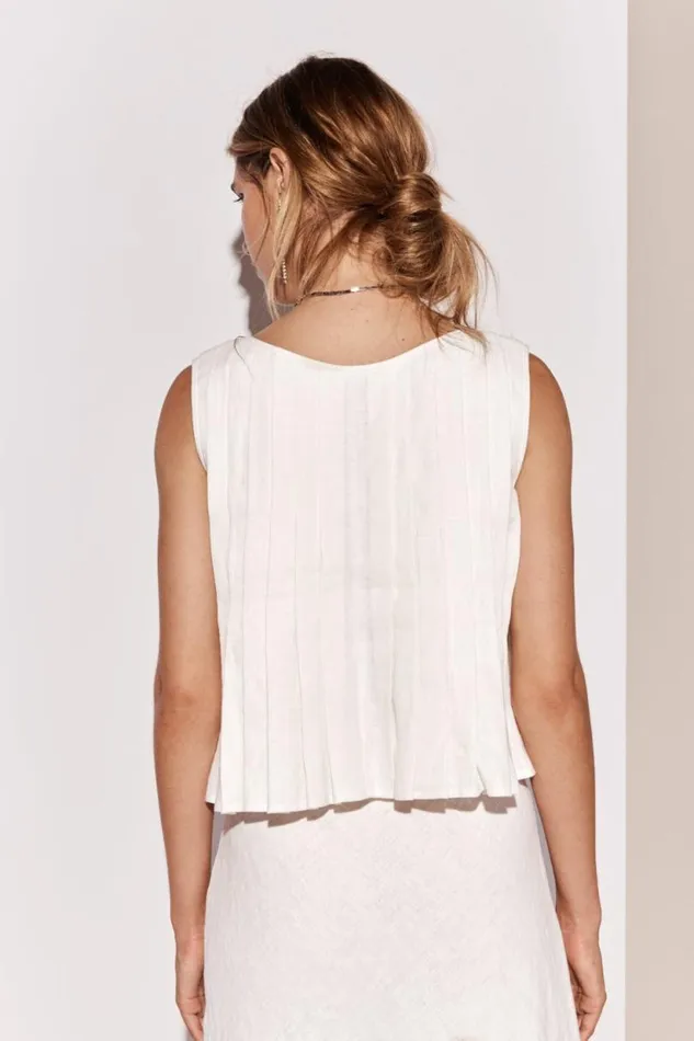 Women VRG GRL Sleeveless Valeria Linen Top White Women VRG GRL Sleeveless Valeria Linen Top White