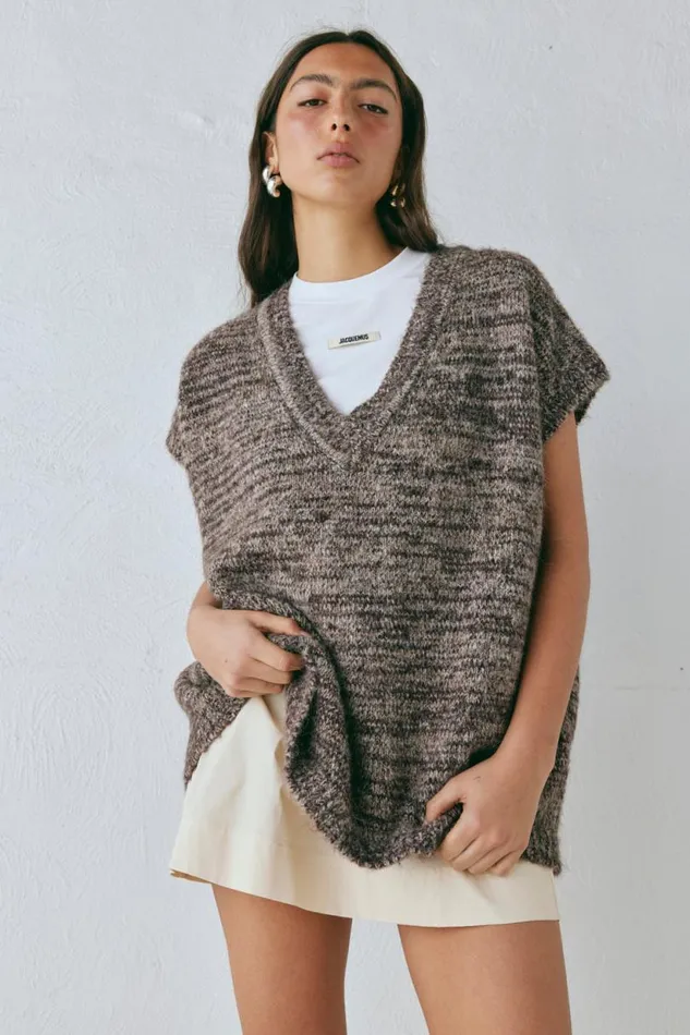 Women VRG GRL Vests Anita Knit Tunic Vest Marle Women VRG GRL Vests Anita Knit Tunic Vest Marle