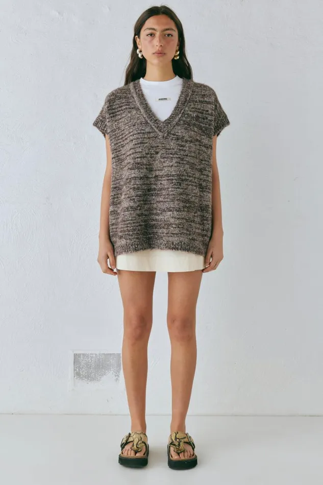 Women VRG GRL Vests Anita Knit Tunic Vest Marle Women VRG GRL Vests Anita Knit Tunic Vest Marle