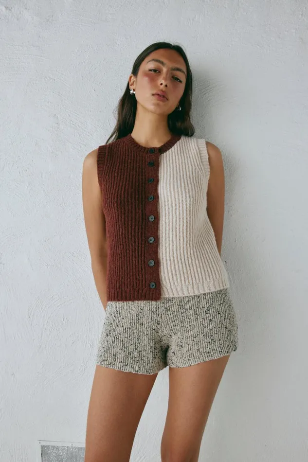 Women VRG GRL Vests Bridgette Knit Vest Splice Women VRG GRL Vests Bridgette Knit Vest Splice