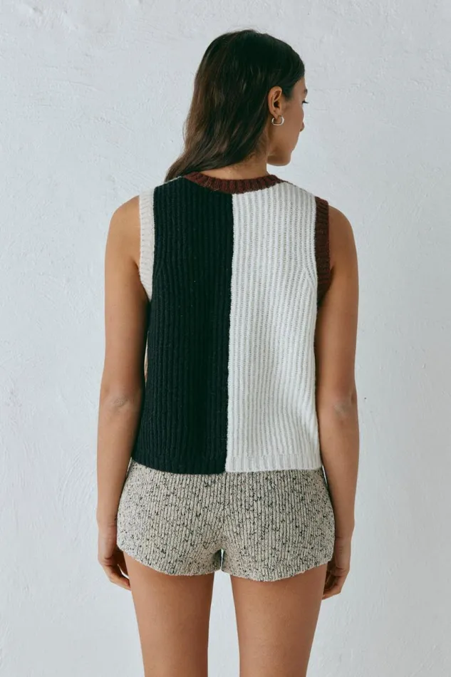 Women VRG GRL Vests Bridgette Knit Vest Splice Women VRG GRL Vests Bridgette Knit Vest Splice