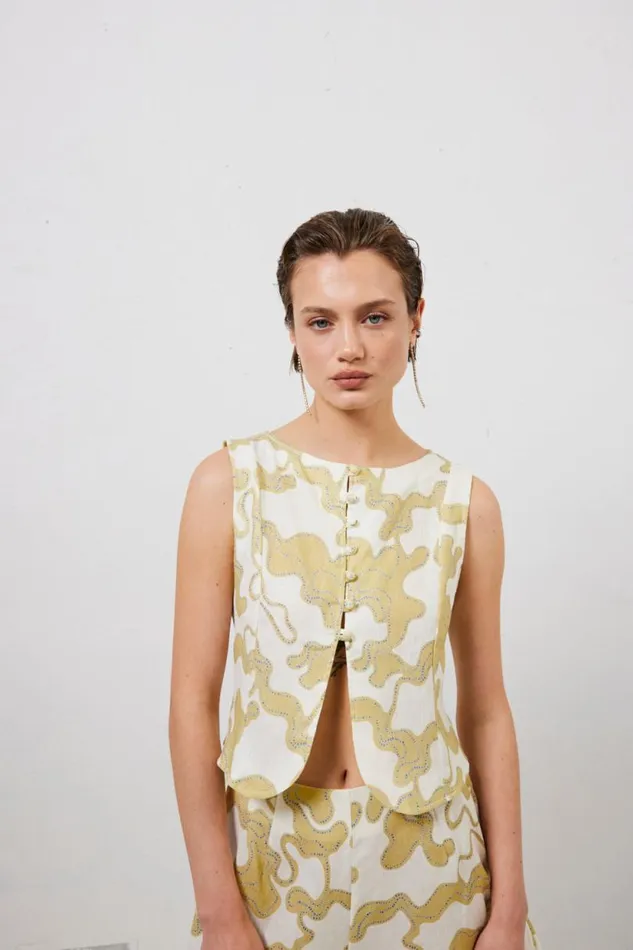 Women VRG GRL Vests Celeste Linen Top Tropic